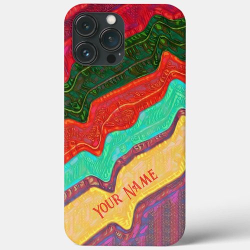 Abstract Rainbow Stripes Inspirivity Modern Fun iPhone 13 Pro Max Case