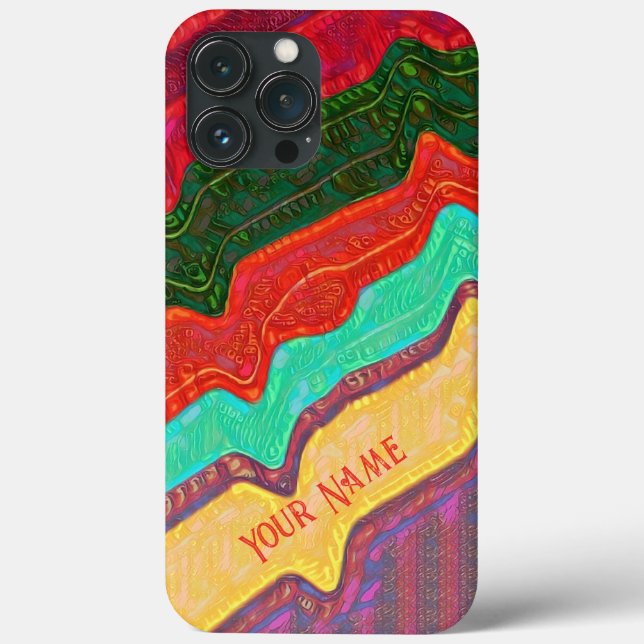 Abstract Rainbow Stripes Inspirivity Modern Fun Case-Mate iPhone Case (Back)