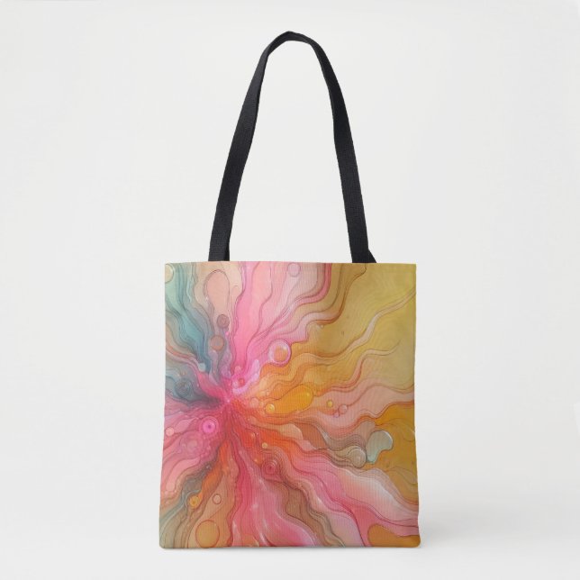 Abstract Rainbow Sun Rays Landscape Tote Bag (Front)