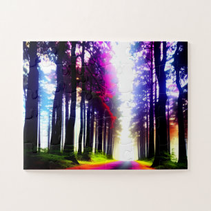 Abstract Rainbow Sunlight Through the Woods Jigsaw Puzzle