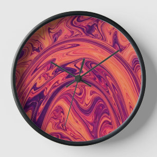 Abstract Rainbow Sunset Orange Bridge Art Clocks