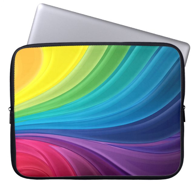 Abstract Rainbow Swirl Laptop Computer Sleeve (Front)