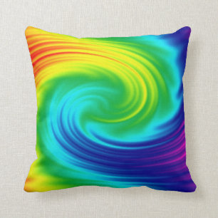 abstract rainbow swirl texture. throw pillow