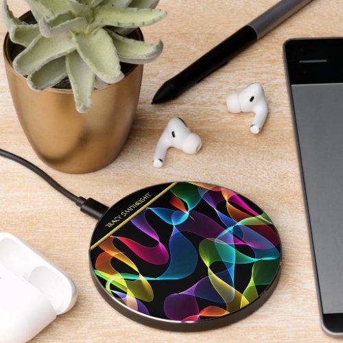 Abstract rainbow swirl  wireless charger 