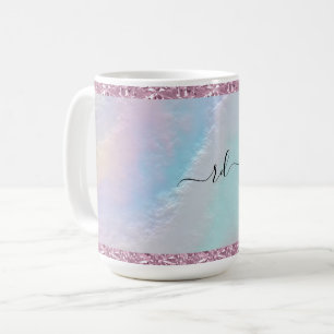 Abstract Rainbow Texture and Pink Crystal Coffee Mug
