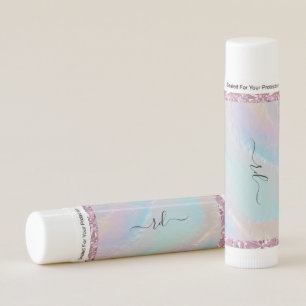 Abstract Rainbow Texture and Pink Crystal Lip Balm
