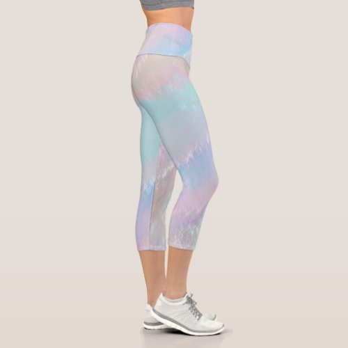 Abstract Rainbow Texture Capri Leggings