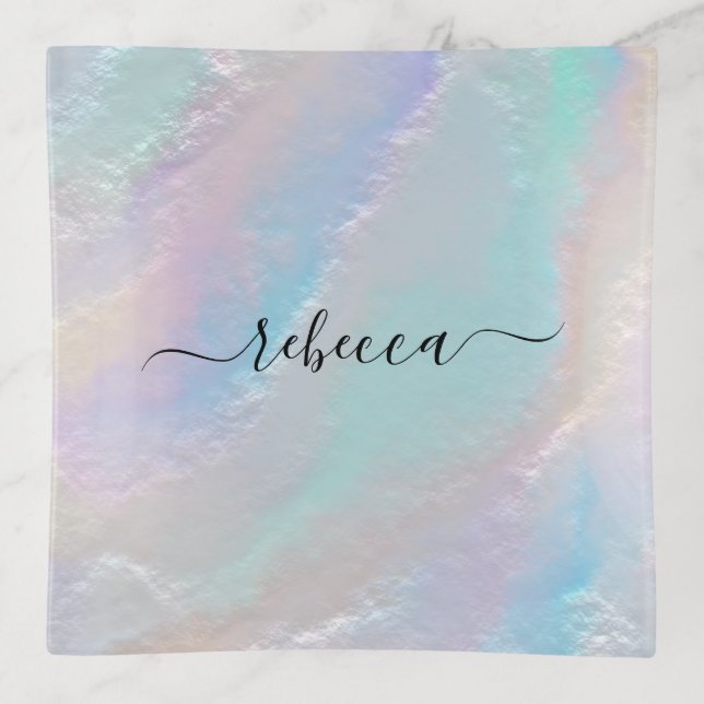 Abstract Rainbow Texture Trinket Tray (Front)