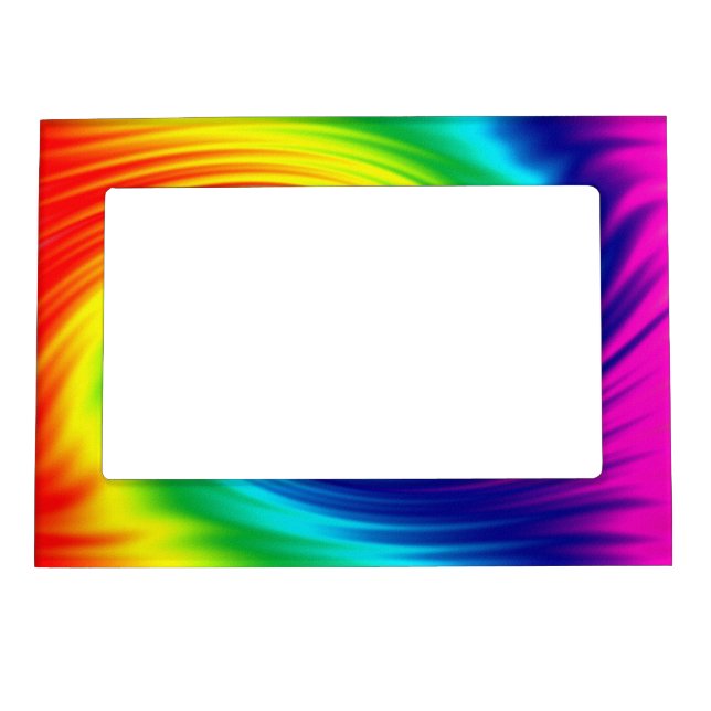 Abstract rainbow tie dye spiral. magnetic photo frame (Front)