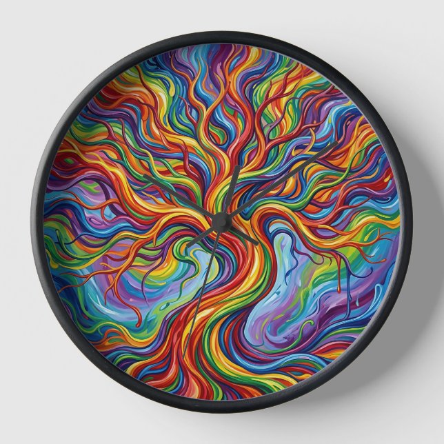 Abstract Rainbow Tree Of Life Art Clocks (Front)