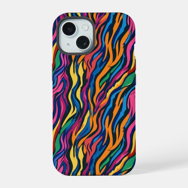 Abstract Rainbow Zebra Pattern Iphone Case (Back)
