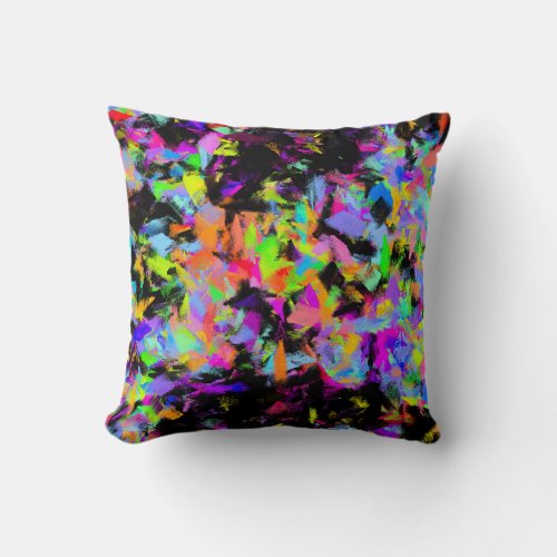 Abstract Random Messy Paint Color Explosion Throw Pillow