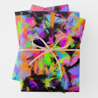 Red and Pink Geometric Abstract Christmas Wrapping Paper Sheets