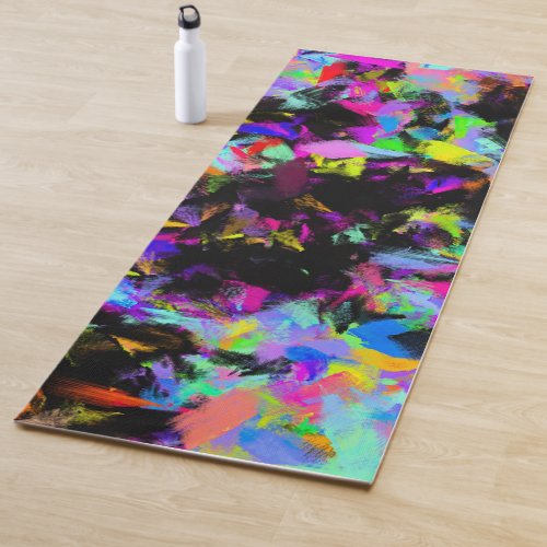Abstract Random Messy Paint Color Explosion Yoga Mat
