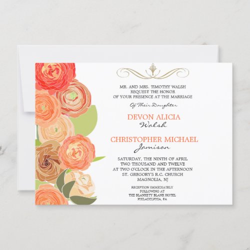 Abstract Ranunculus Fall Flowers Wedding Invite