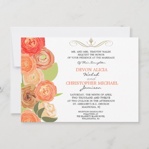 Abstract Ranunculus Fall Flowers Wedding Invite