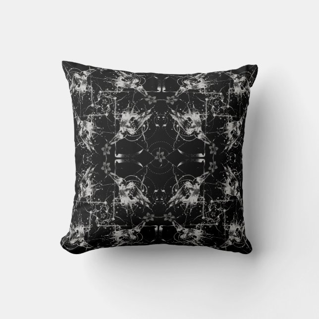 Abstract Raven Cotton Pillow (Front)