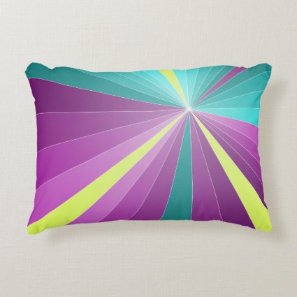 Abstract rays Colorful vibrant Geometric Funky Decorative Pillow