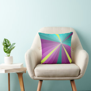Abstract rays Colorful vibrant Geometric Funky Throw Pillow