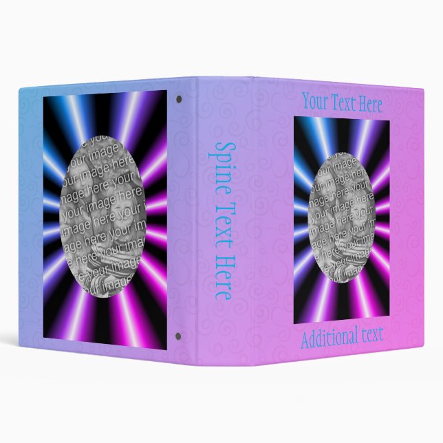 Abstract Rays Frame Personalized Photo  3 Ring Binder (Background)