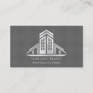Abstract Real Estate Logo | Gray Carbon Fiber Business Card
