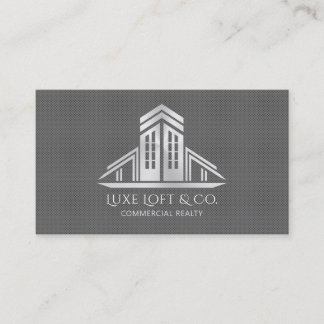 Abstract Real Estate Logo | Gray Carbon Fiber Business Card