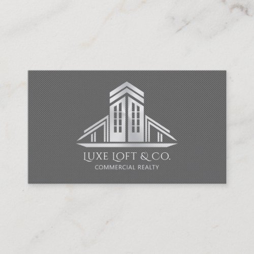 Abstract Real Estate Logo | Gray Carbon Fiber Business Card