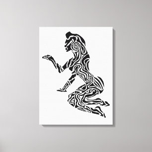 Abstract Rearing Horse Art   Modern Black & White  Canvas Print