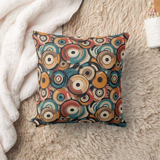 Abstract Records Throw Pillow (Blanket)