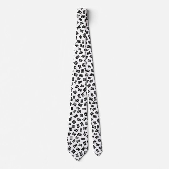 Abstract Rectangles 081122 - Black on White Neck Tie (Front)