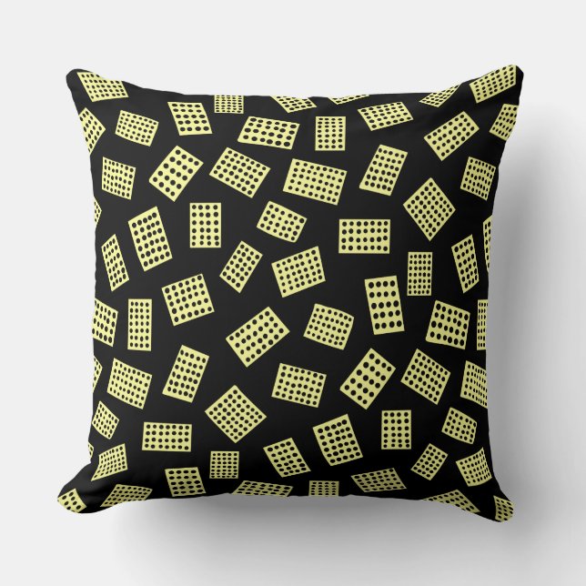 Abstract Rectangles 081122 -  ChalkYellow on Black Throw Pillow (Front)