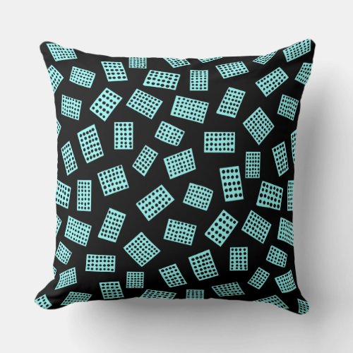 Abstract Rectangles 081122 _  Ice Blue on Black Throw Pillow
