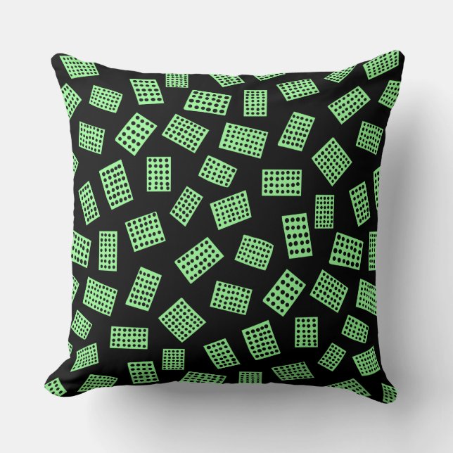 Abstract Rectangles 081122 -  Mint Green on Black Throw Pillow (Front)