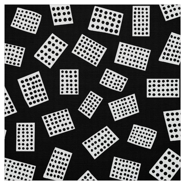 Abstract Rectangles 081122 - White on Black Fabric (Swatch)