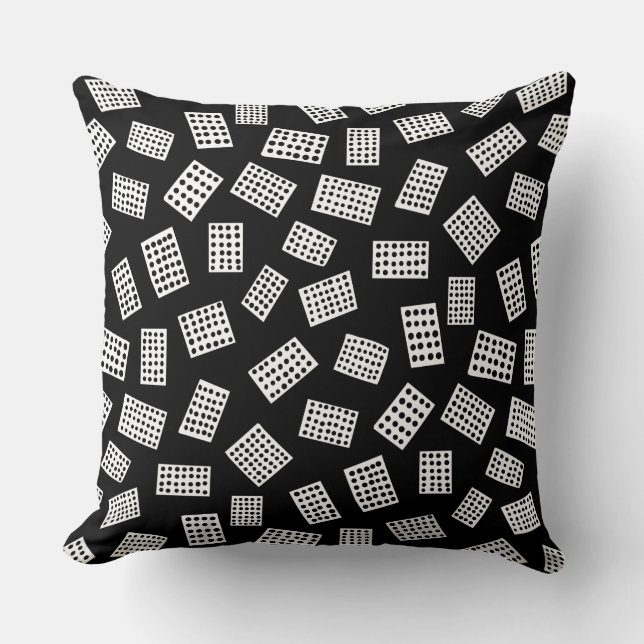 Abstract Rectangles 081122 - White on Black Throw Pillow (Front)