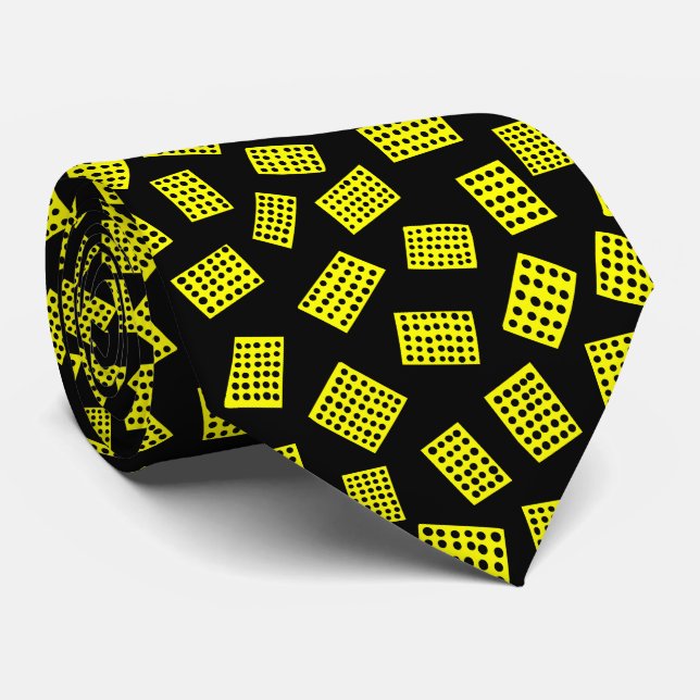 Abstract Rectangles 081122 -  Yellow on Black Neck Tie (Rolled)