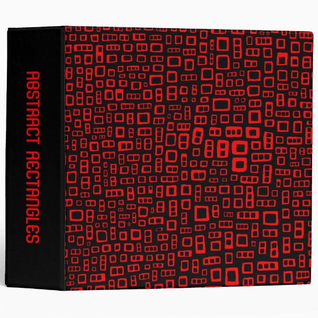 Abstract Rectangles (2in) Red 3 Ring Binder (Front/Spine)