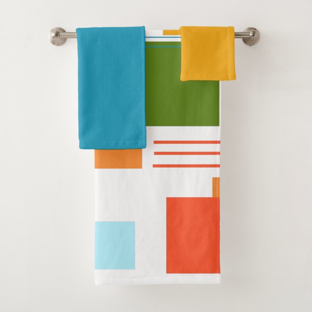 Abstract Rectangles and Lines  Bath Towel Set (Insitu)