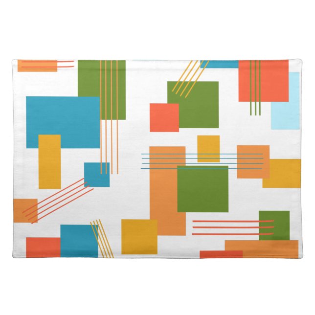Abstract Rectangles and Lines  Cloth Placemat (Front)