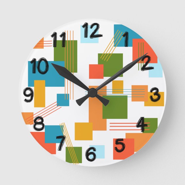 Abstract Rectangles and Lines  Round Clock (Front)