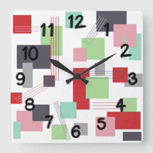 Abstract Rectangles and Lines  Square Wall Clock