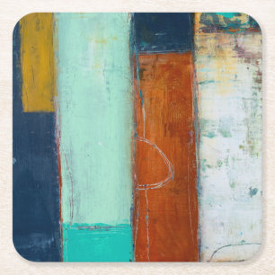 Abstract Rectangles Square Paper Coaster