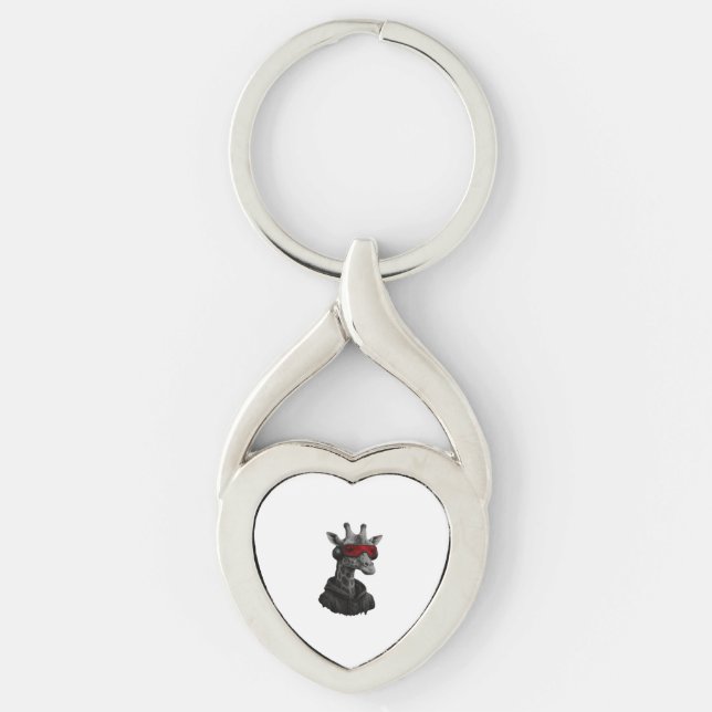Abstract red and black giraffe Classic T-Shirt Keychain (Front)