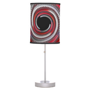 Abstract Red and Black Gradient Spiral Fractal Table Lamp