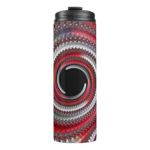 Abstract Red and Black Gradient Spiral Fractal Thermal Tumbler