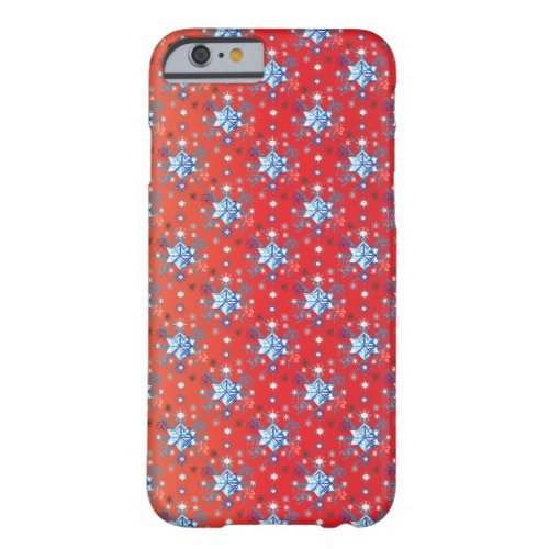 Abstract red and blue Christmas snowflakes Barely There iPhone 6 Case