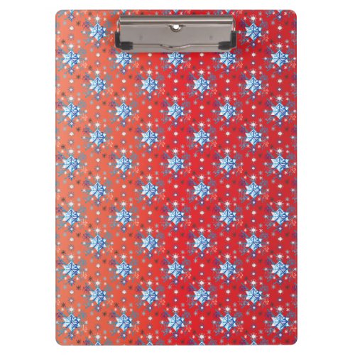 Abstract red and blue Christmas snowflakes Clipboard