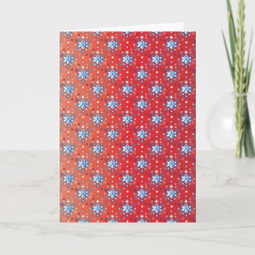 Abstract red and blue Christmas snowflakes Holiday Card