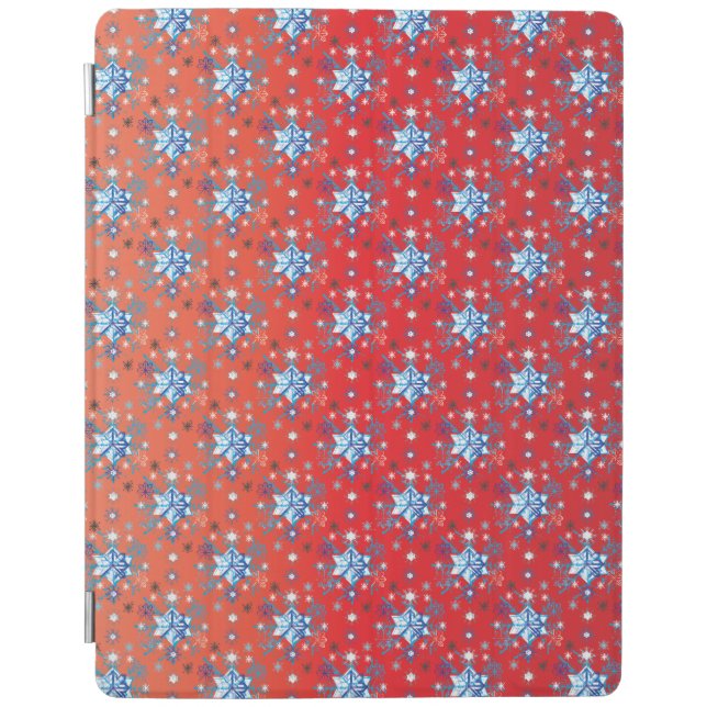 Abstract red and blue Christmas snowflakes iPad Smart Cover (Front)
