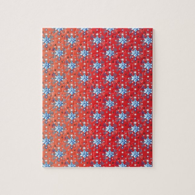 Abstract red and blue Christmas snowflakes Jigsaw Puzzle (Vertical)